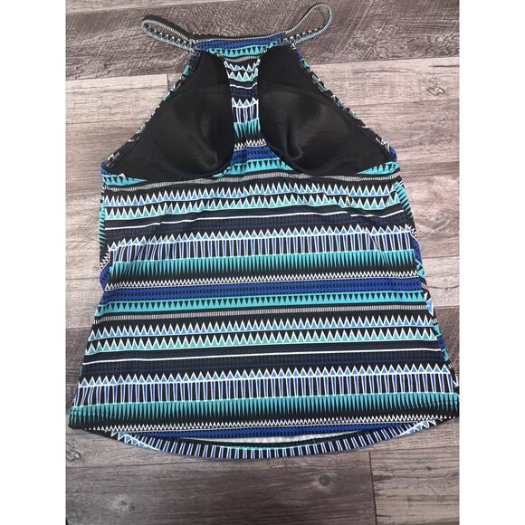 Jag Tankini Top Large‎ Tribal Geo High Neck Beach Resort Cruise Vacation - Picture 3 of 7